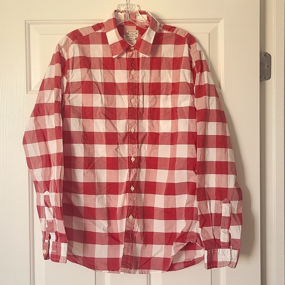 Red and White J. Crew Button-Down